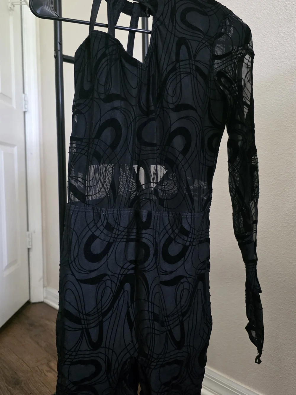 Weissman Black Sheer Patterned Dance Costume